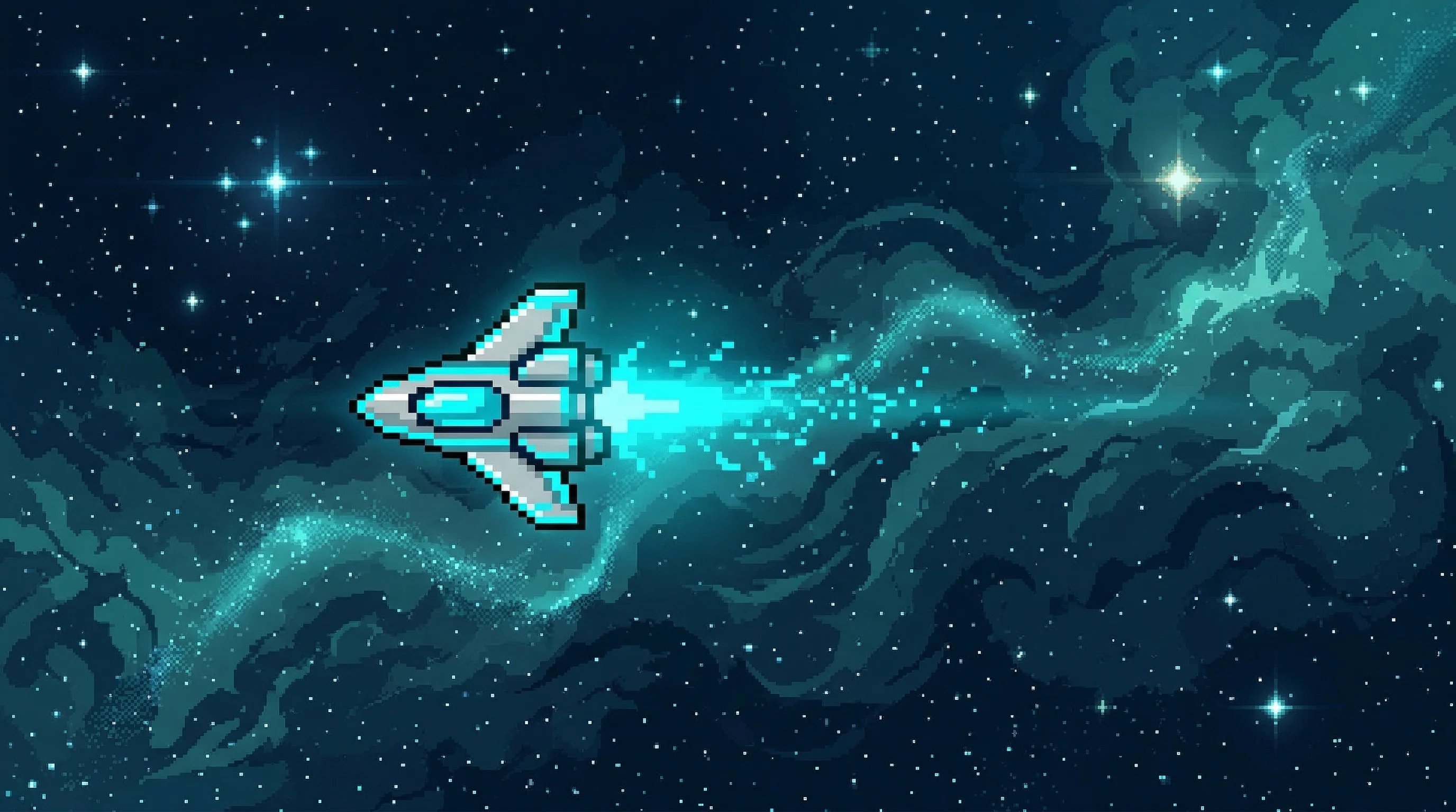 Fleet spaceship flying through deep space